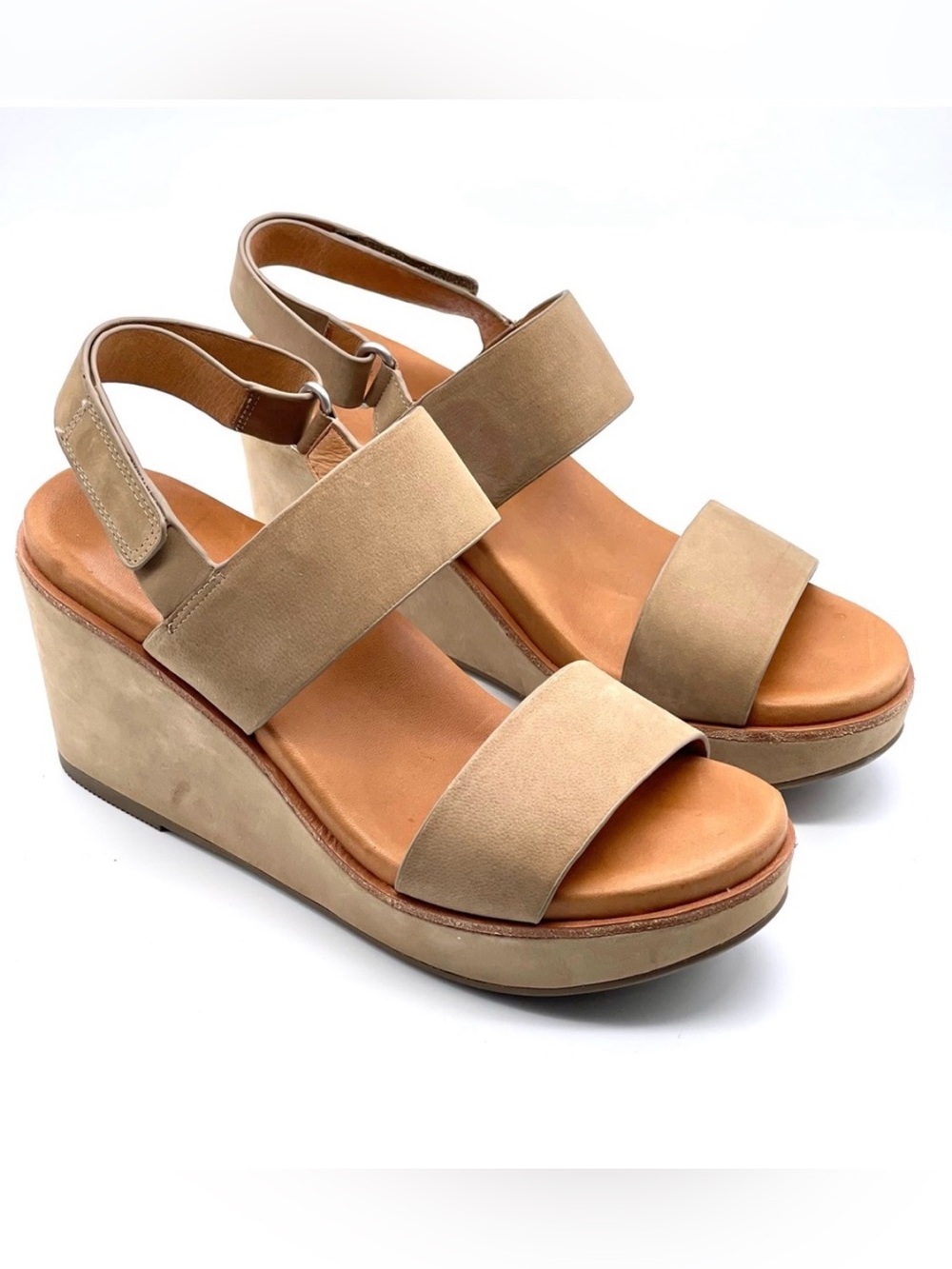 Gentle Souls by Kenneth Cole Leather Hope Slingback Wedge Strappy Sandal 8.5 M